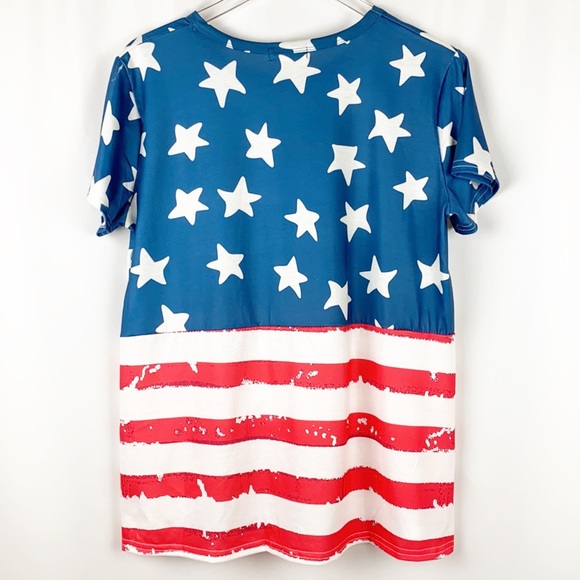 NWOT For G and PL American Flag Twist Knot Short Sleeve Top--XL - Picture 9 of 14